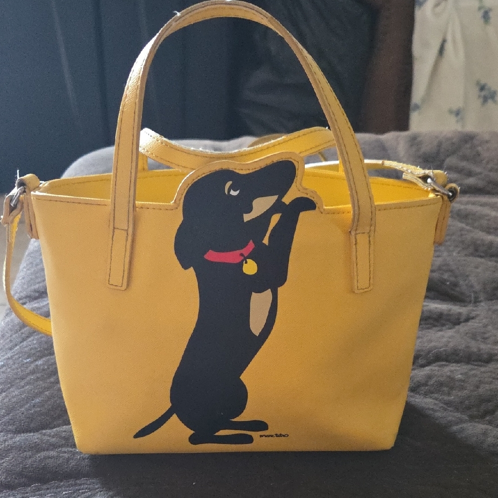 Playful Yellow Tote with Dog Design - Picture 1 of 7